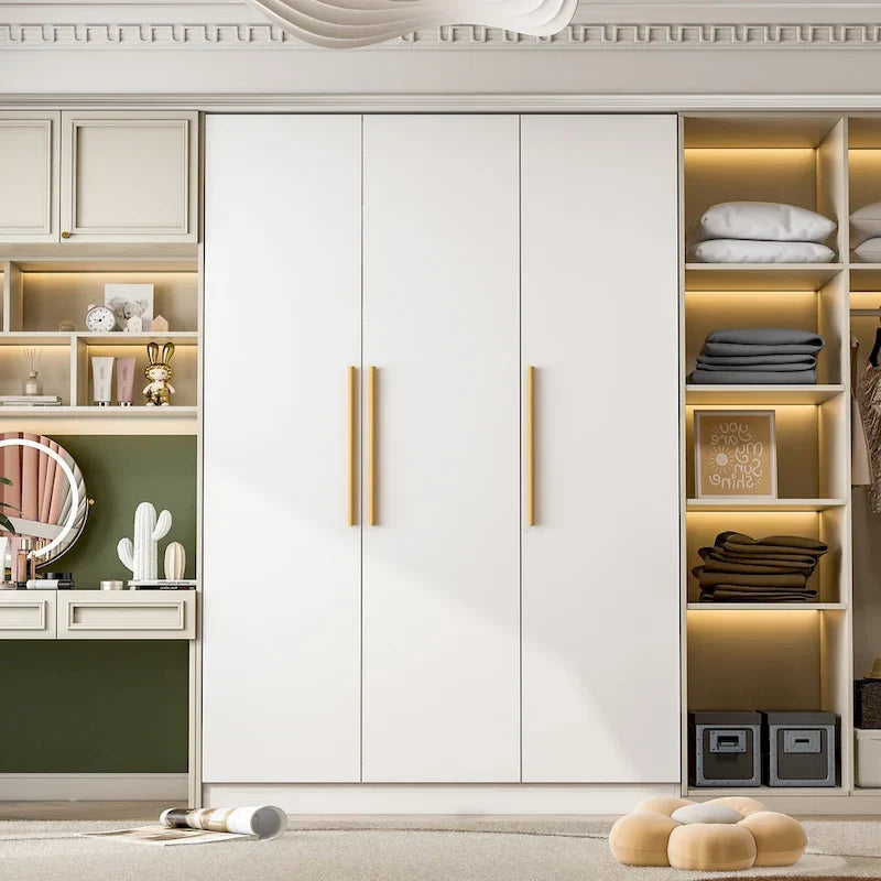 Armoire de rangement en bois avec 6 cubes de rangement et tringle à vêtements
