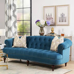 Canapé capitonné chesterfield La Rosa 84 en velours, style moderne du milieu du siècle
