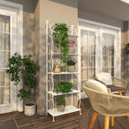 Étagère de Boulanger Pliable Haute à 5 Niveaux en Métal Décoratif pour Intérieur/Extérieur - Or ou Blanc - Roche River Decor