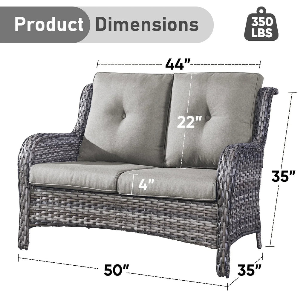 Gymojoy Canapé d'extérieur deux places en rotin Wicker Sofa Set
