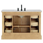 Meuble sous-vasque Hervas avec plateau en marbre naturel, sans miroir