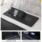 Canapé inclinable électrique avec chargeur sans fil, liseuse pour salon, lumière LED en similicuir, port AC/USB, porte-gobelet, noir