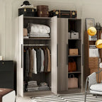 Armoire moderne autoportante en bois massif avec étagères de rangement
