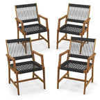 Chaises de salle à manger Gymax Patio 4 pièces en bois d'acacia Tressage de corde tout temps