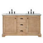 Meuble sous-vasque Hervas avec plateau en marbre naturel, sans miroir