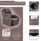 Fauteuil Inclinable de Massage Pivotant Chauffant en Similicuir pour Salon