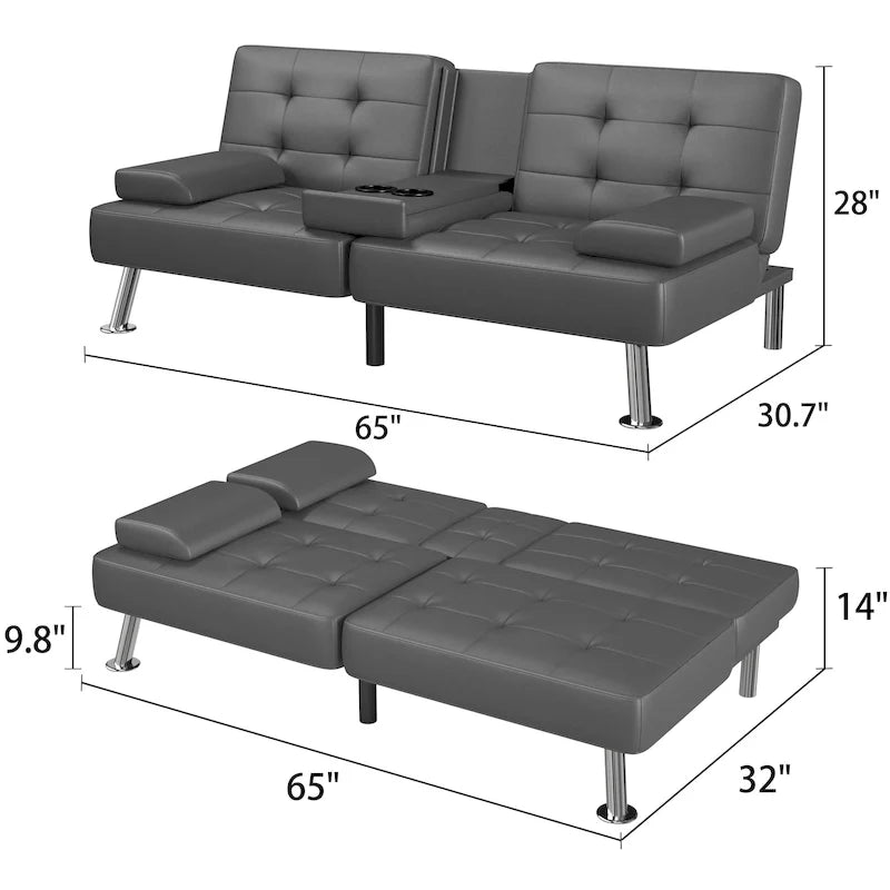 Canapé Futon Convertible Homall avec Porte-gobelets et Oreillers