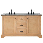Meuble sous-vasque Hervas avec plateau en marbre naturel, sans miroir