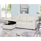 Canapé d'angle réversible convertible avec lit gigogne, méridienne de rangement et pieds durables