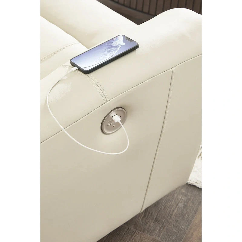 Causeuse inclinable électrique beige Ashley Dahlmoore Signature Design avec console – 76 L x 42 P x 40 H