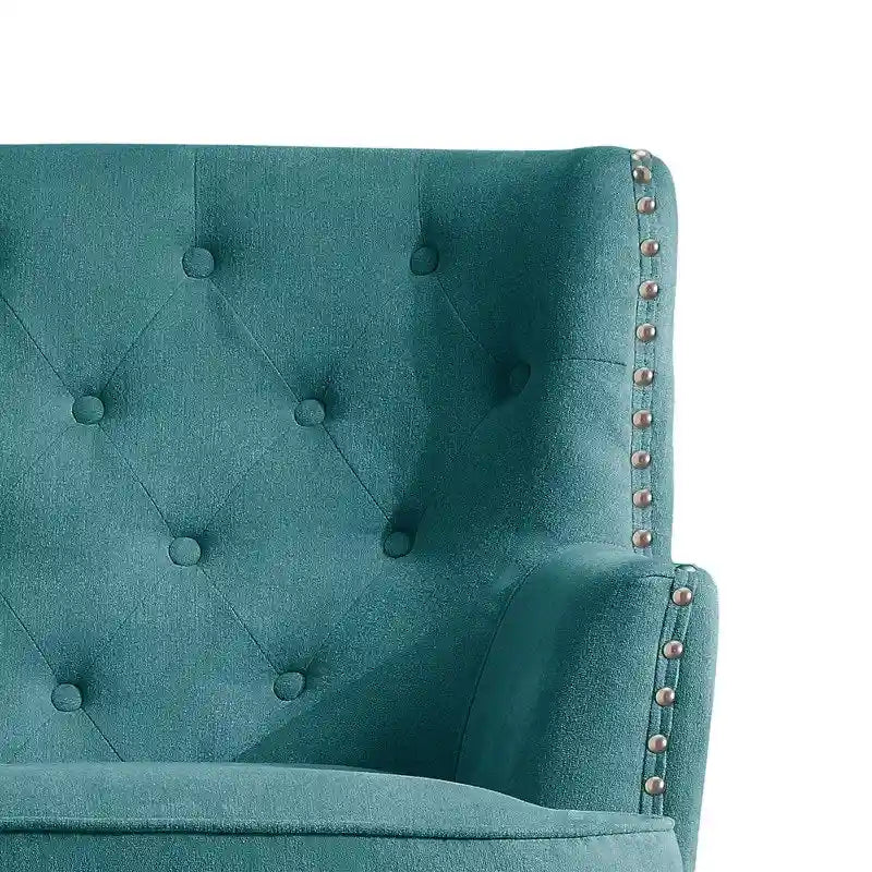 Moser Bay Mignon Fauteuil d'appoint à oreilles capitonné large de 76 cm en velours et lin