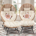 FINCATI Fauteuil Œuf d'intérieur, Fauteuil Œuf d'extérieur 200 kg, Fauteuil Œuf surdimensionné avec pouf, Fauteuil Œuf de luxe confortable avec repose-pieds