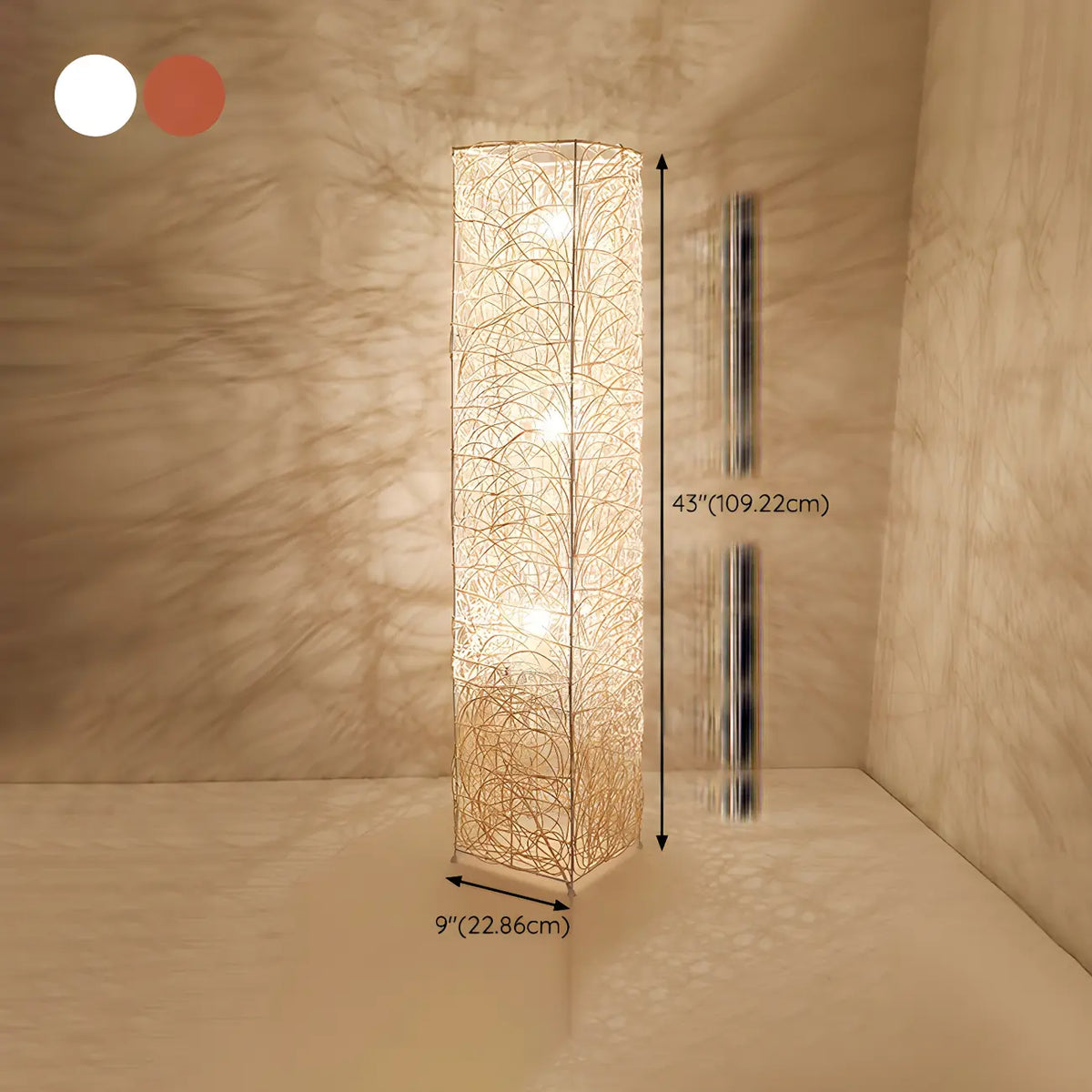 Lampadaire LED en rotin à brancher pour salon
