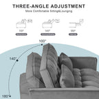Causeuse futon moderne en velours avec dossier inclinable et poches, 2 places — Gris foncé / Gris clair / Bleu / Noir