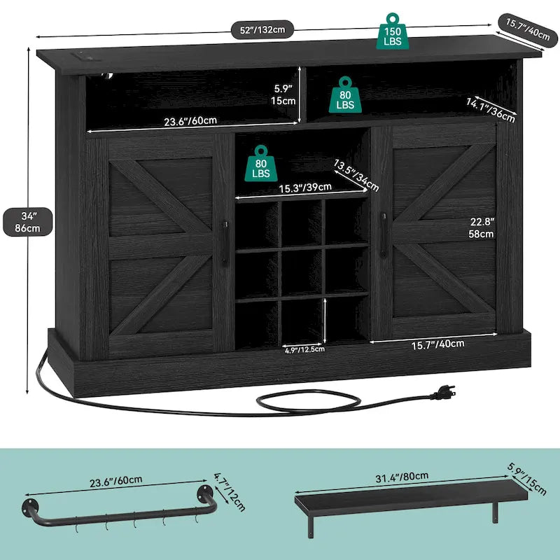 Moasis 52 Buffet Cabinet Meuble de bar à café de ferme