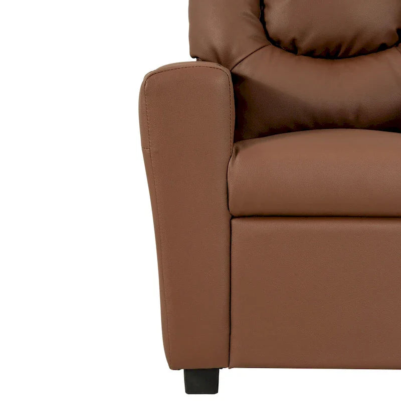 Fauteuil inclinable pour enfants en PVC avec fonction d'inclinaison par poussée, porte-gobelet et repose-pieds confortable