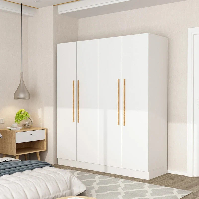 Armoire moderne autoportante en bois massif avec étagères de rangement