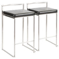 Tabouret de comptoir Silver Orchid Forrest en acier inoxydable empilable et entièrement soudé (lot de 2)