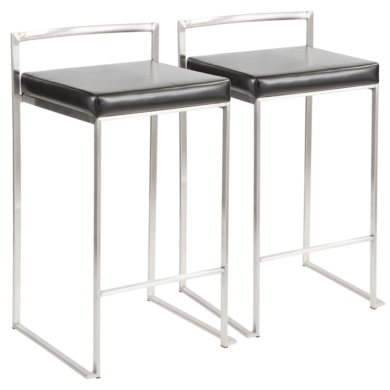 Tabouret de comptoir Silver Orchid Forrest en acier inoxydable empilable et entièrement soudé (lot de 2)