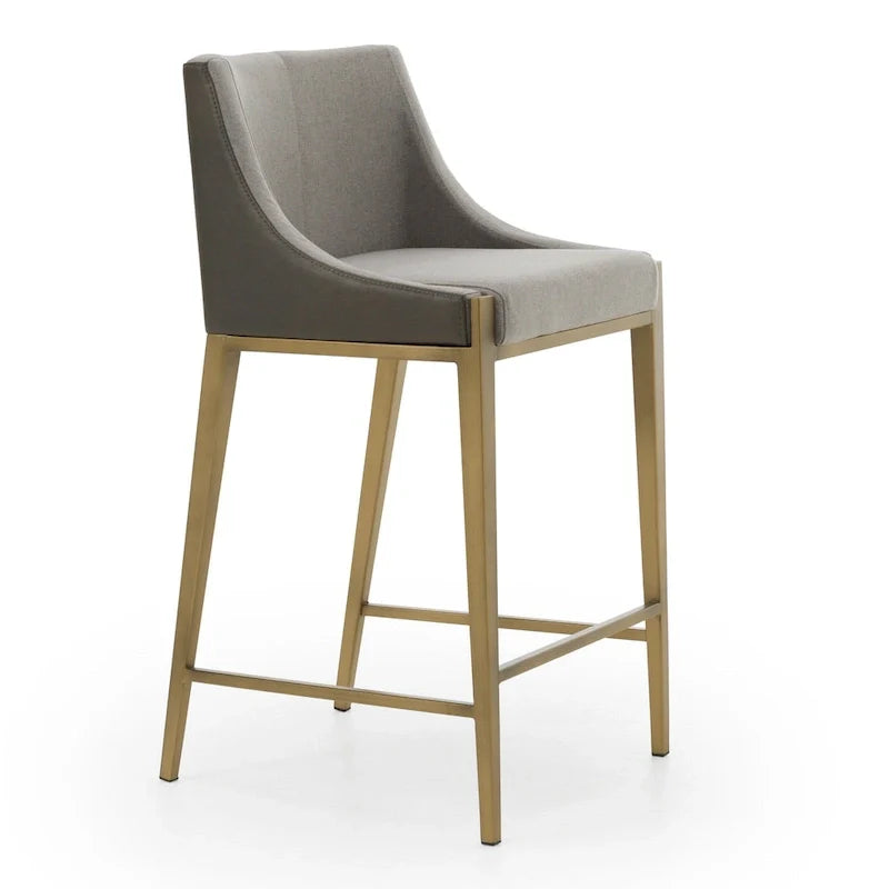 Tabouret de comptoir contemporain Modrest Fairview gris et laiton