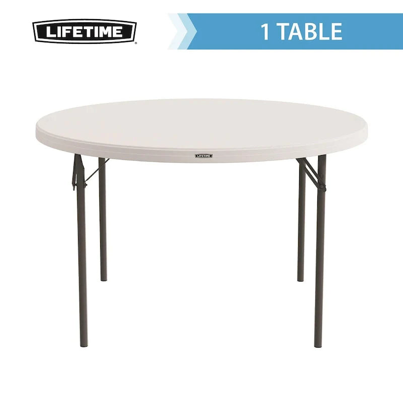 Table ronde pliante Lifetime de 48 pouces, qualité commerciale légère, intérieure/extérieure, blanche