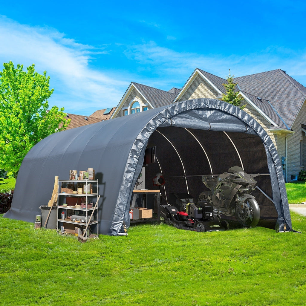 Abri de rangement extérieur et abri de voiture : abri portable pour vélos, motos et rangement de jardin