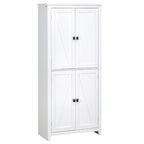 HOMCOM Grand garde-manger de cuisine autoportant de 183 cm, organisateur de rangement à 4 portes avec 4 niveaux et étagères réglables, blanc