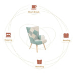 Fauteuil d'appoint avec pouf, ensemble fauteuil et pouf de salon, fauteuil d'appoint confortable pour chambre à coucher, surface en tissu à épissures créatives