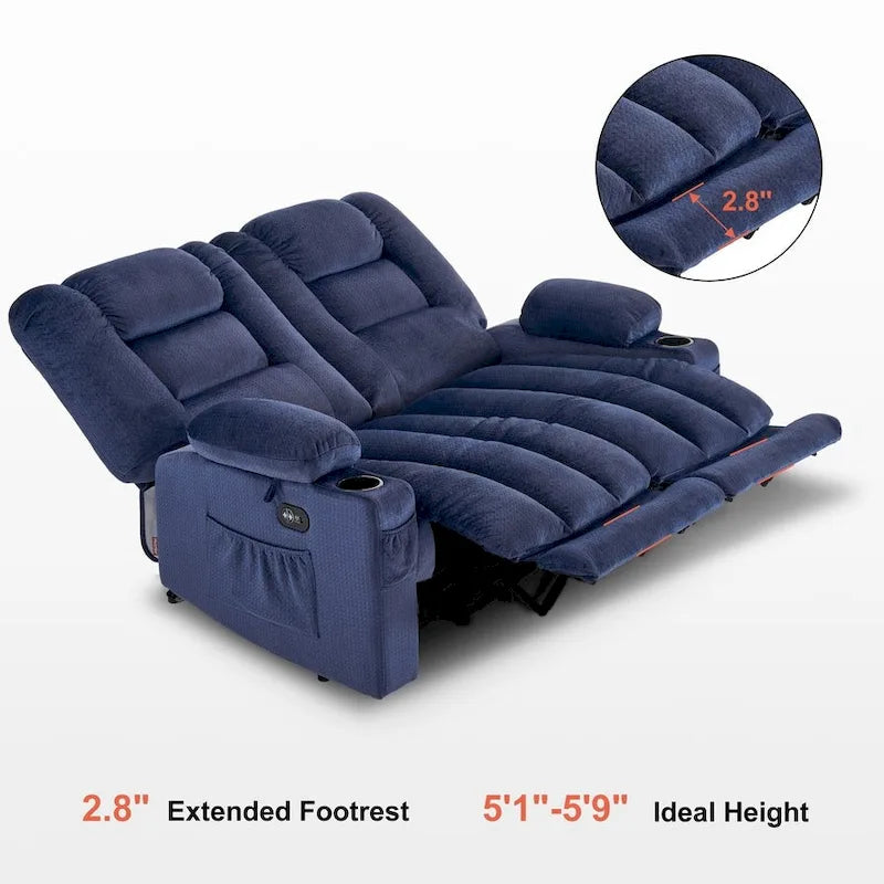 Causeuse inclinable électrique MCombo avec fonction chauffage et massage, en tissu PR648