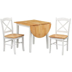 Ensemble de salle à manger 3 pièces avec table à rallonges style cottage rustique