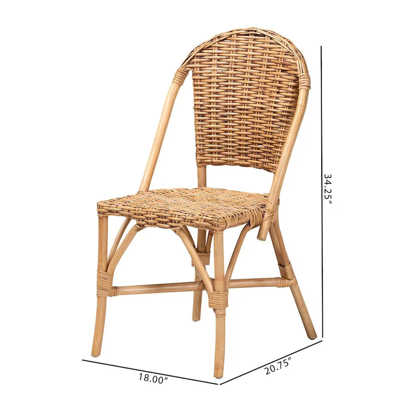 Chaise de salle à manger en rotin naturel bohème moderne Neola