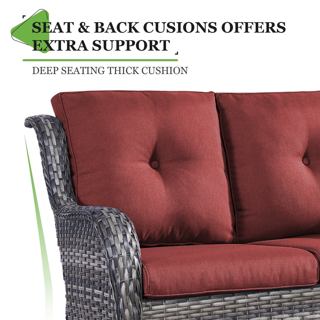 Gymojoy Canapé d'extérieur deux places en rotin Wicker Sofa Set