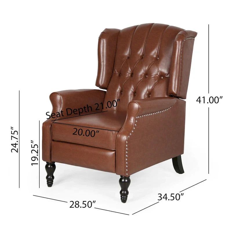 Fauteuil inclinable en cuir reconstitué Walter Brown par Christopher Knight Home