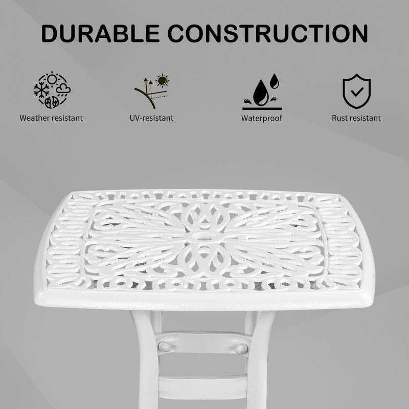 Patio 21 Table de salle à manger en fonte d'aluminium avec trou pour parasol