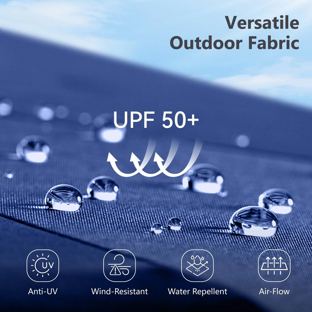 MAISON ARTS Parasol excentré rectangulaire de 4,5 m avec manivelle, parasol de marché double face d'extérieur avec lumières LED solaires et base incluse