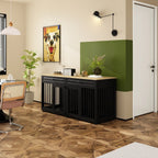 Meuble de chenil double en bois avec 2 tiroirs et séparateur