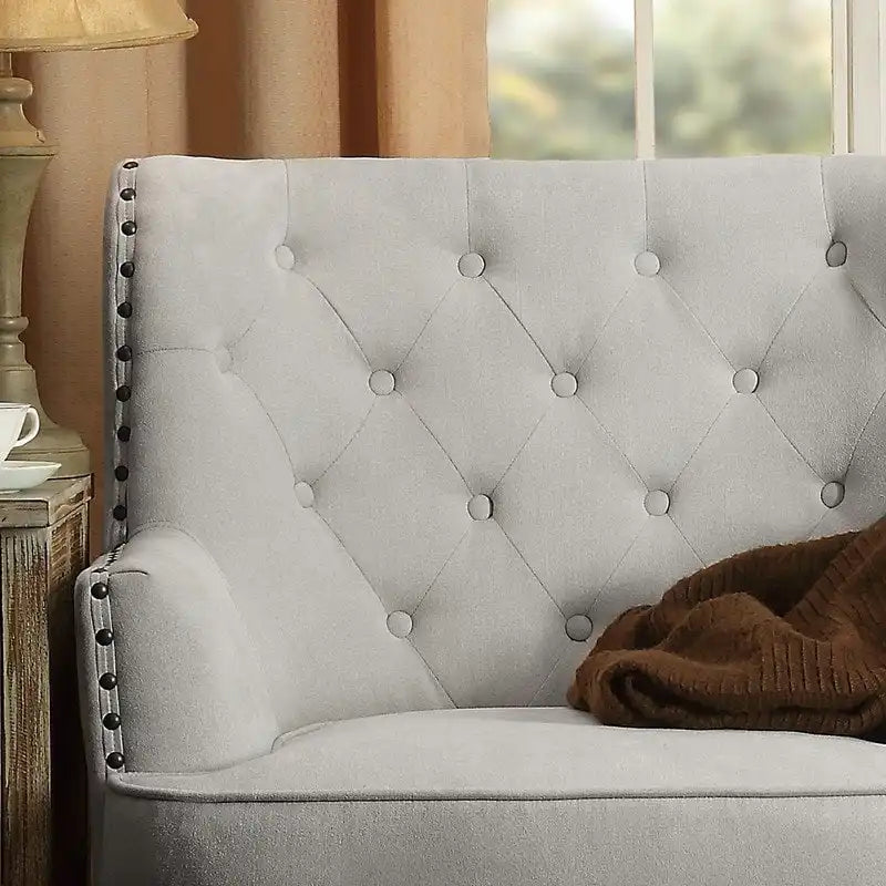 Moser Bay Mignon Fauteuil d'appoint à oreilles capitonné large de 76 cm en velours et lin