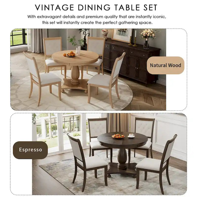 Ensembles de salle à manger 5 pièces Lak Retro avec chaises rembourrées par GDFStudio