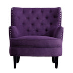 Moser Bay Mignon Fauteuil d'appoint à oreilles capitonné large de 76 cm en velours et lin