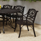 Ensemble de salle à manger d'extérieur 7 pièces en aluminium bronze Sanibel avec table à manger ovale de 72 et six fauteuils par Homestyles