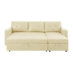 Canapé d'angle réversible convertible avec lit gigogne, méridienne de rangement et pieds durables