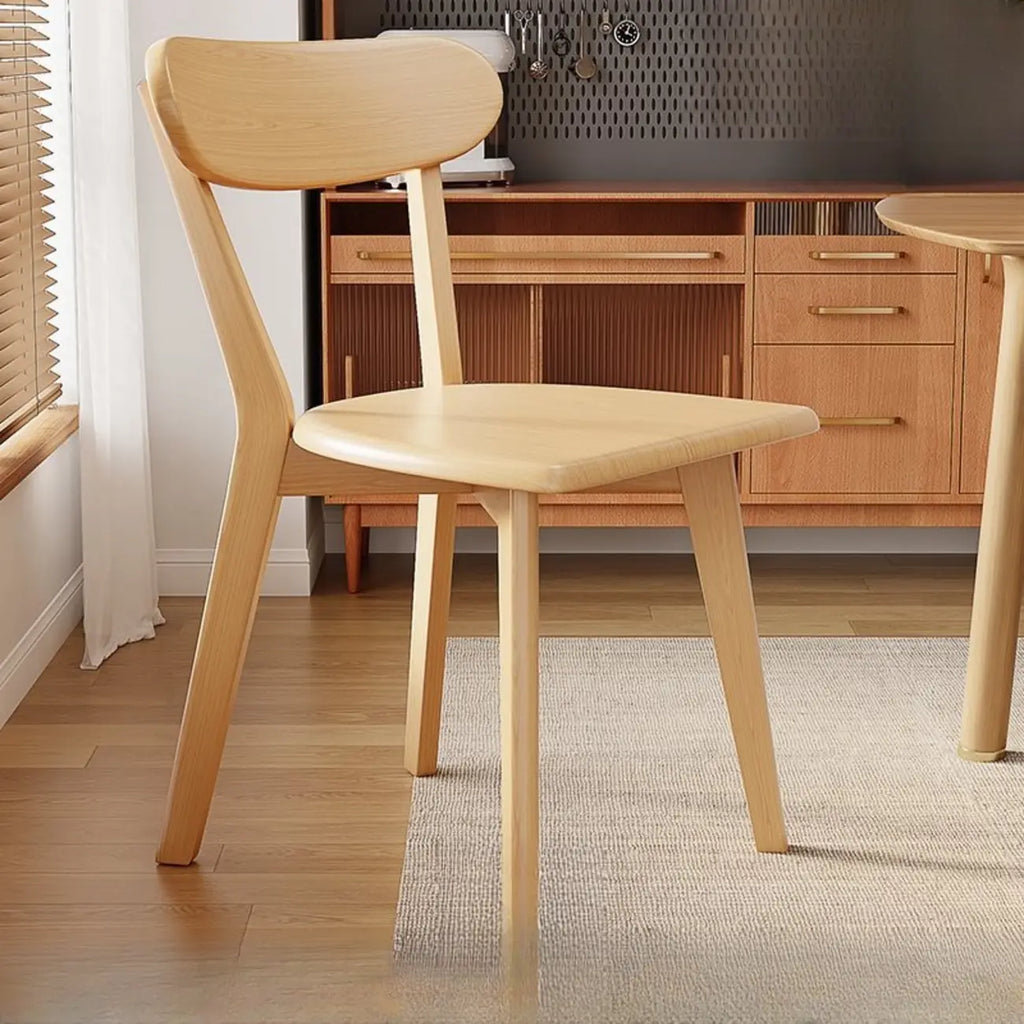 Chaise de salle à manger moderne sans accoudoirs, en bois, à dossier bas et ouvert