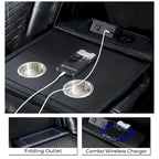 Canapé inclinable électrique avec chargeur sans fil, liseuse pour salon, lumière LED en similicuir, port AC/USB, porte-gobelet, noir
