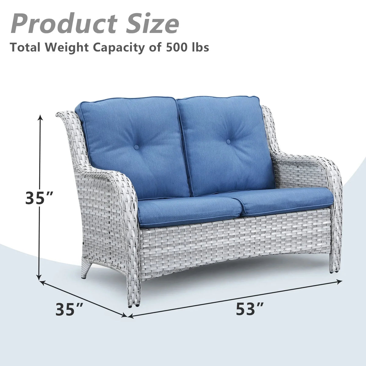 Gymojoy Canapé d'extérieur deux places en rotin Wicker Sofa Set