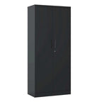 Armoire de rangement de garage en métal 72H, armoire de rangement noire en acier avec portes et 4 étagères