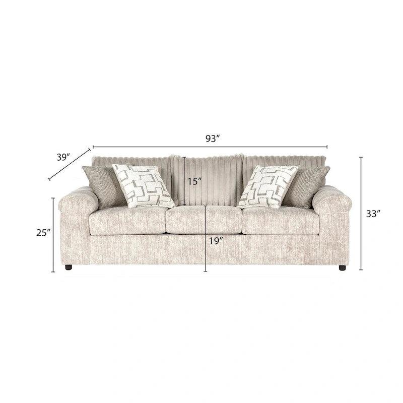 Ensemble canapé et causeuse en velours côtelé à grosses côtes Nason de Roundhill Furniture