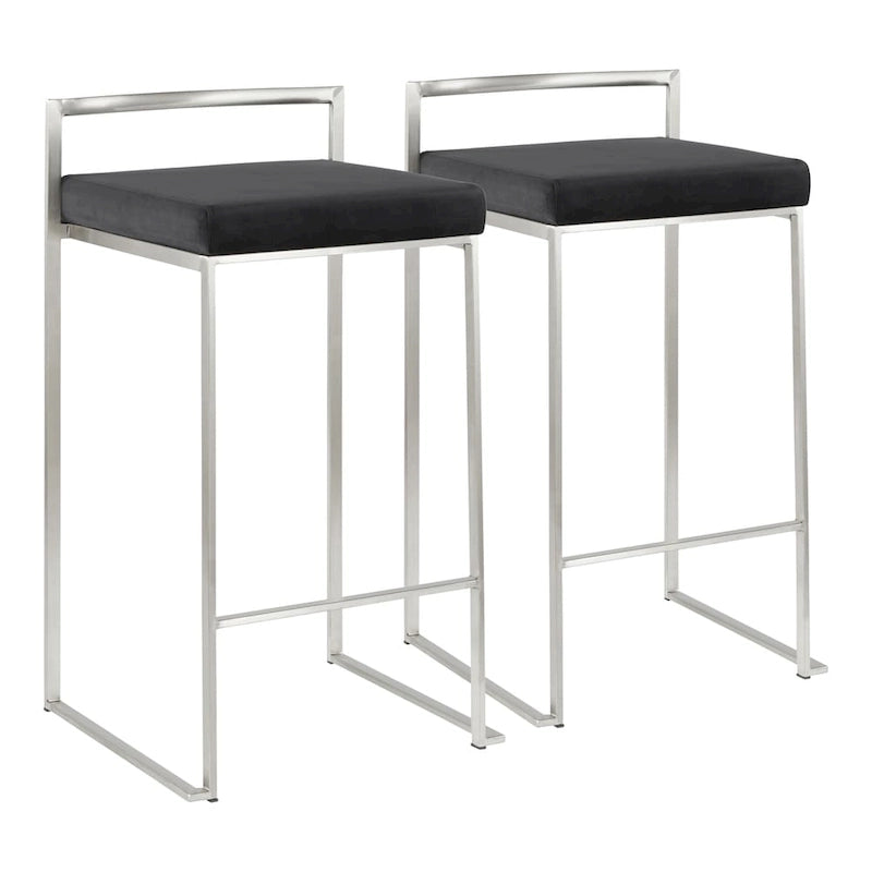 Tabouret de comptoir Silver Orchid Forrest en acier inoxydable empilable et entièrement soudé (lot de 2)