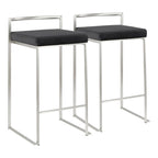 Tabouret de comptoir Silver Orchid Forrest en acier inoxydable empilable et entièrement soudé (lot de 2)