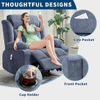 Fauteuil inclinable, Fauteuils à bascule avec massage et chauffage, Poches latérales et porte-gobelet