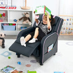 Fauteuil inclinable pour enfants Gymax Canapé ergonomique en cuir avec repose-pieds